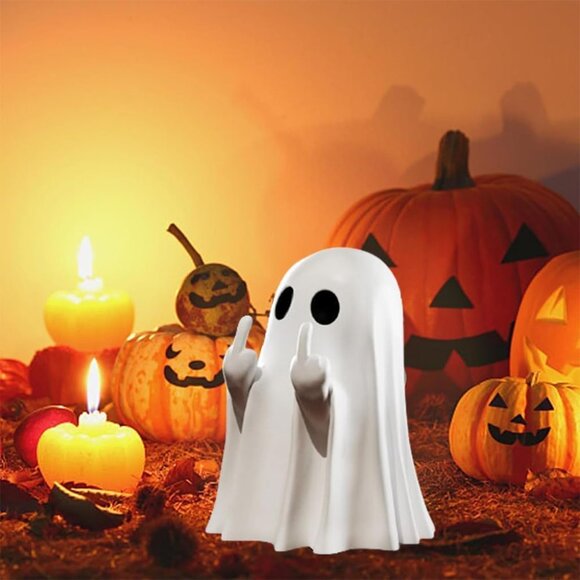 Ghost Spooky Resin Middle Finger Statue Cute Decor for Halloween Decorations - Picture 5 of 6